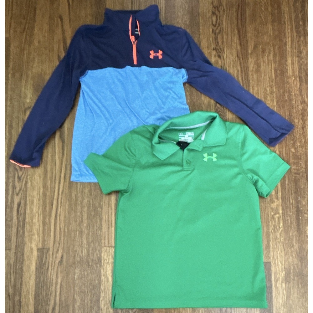 Under Armour Boys YMD Lot 2 HeatGear Polo & 1/4 Zip Top Loose Fit Golf collared